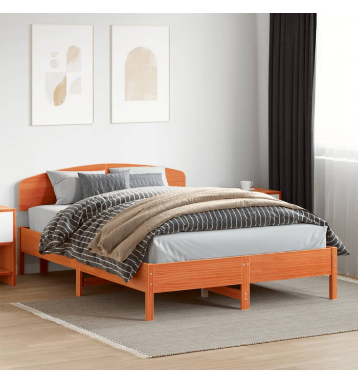 Cadre de lit sans matelas cire marron 160x200cm bois pin massif | Mobilier & Déco
