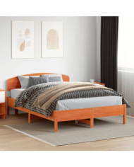 Cadre de lit sans matelas cire marron 160x200cm bois pin massif | Mobilier & Déco