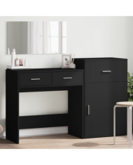 Ensemble de coiffeuse 3 pcs noir bois d'ingénierie | Mobilier & Déco