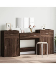 Ensemble de coiffeuse 4 pcs chêne marron bois d'ingénierie | Mobilier & Déco
