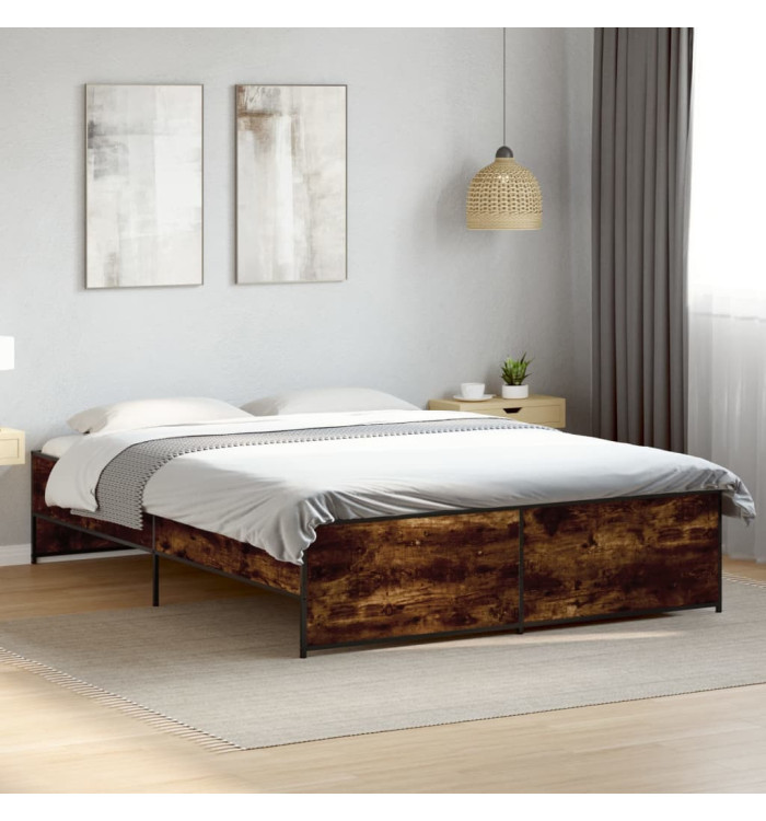 Cadre de lit sans matelas chêne fumé 140x200 cm | Mobilier & Déco