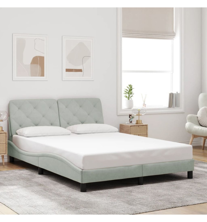 Cadre de lit sans matelas gris clair 140x200 cm velours | Mobilier & Déco