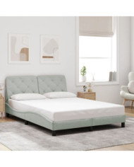 Cadre de lit sans matelas gris clair 140x200 cm velours | Mobilier & Déco