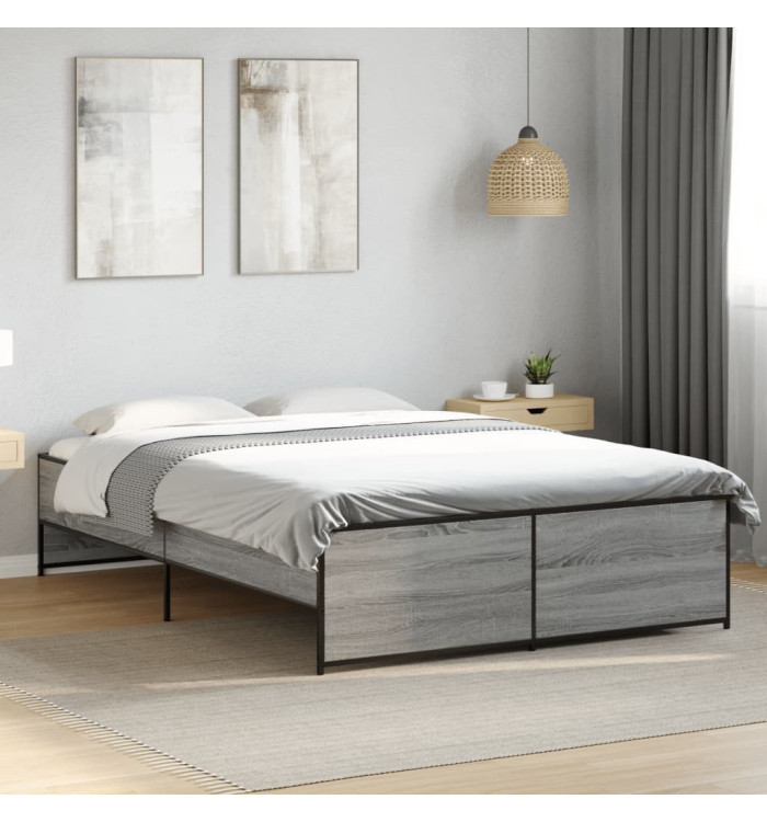 Cadre de lit sans matelas sonoma gris 135x190 cm | Mobilier & Déco