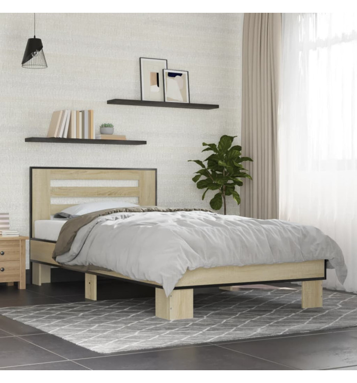 Cadre de lit sans matelas chêne sonoma 100x200 cm | Mobilier & Déco