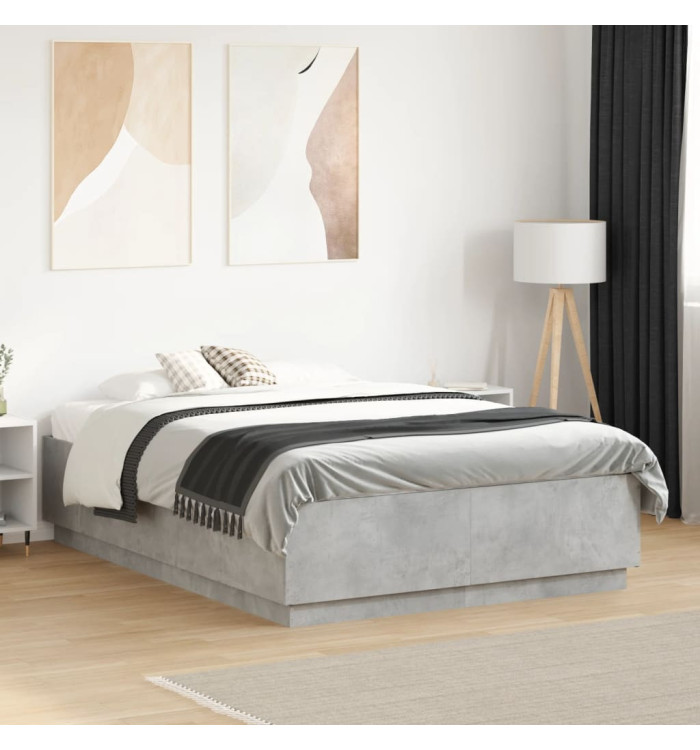 Cadre de lit sans matelas gris béton 140x190 cm | Mobilier & Déco