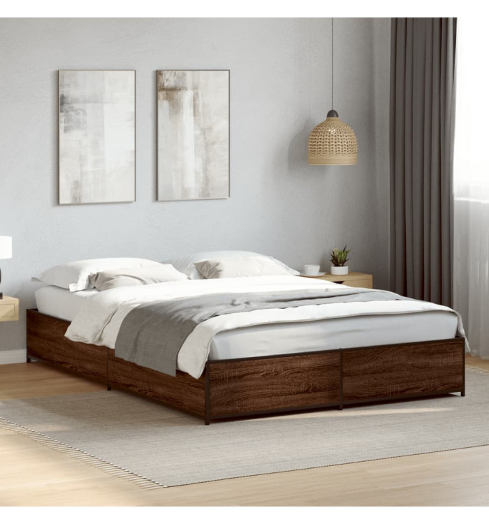 Cadre de lit sans matelas chêne marron 135x190 cm | Mobilier & Déco