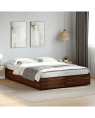 Cadre de lit sans matelas chêne marron 135x190 cm | Mobilier & Déco