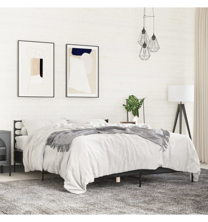 Cadre de lit sans matelas noir 150x200 cm | Mobilier & Déco