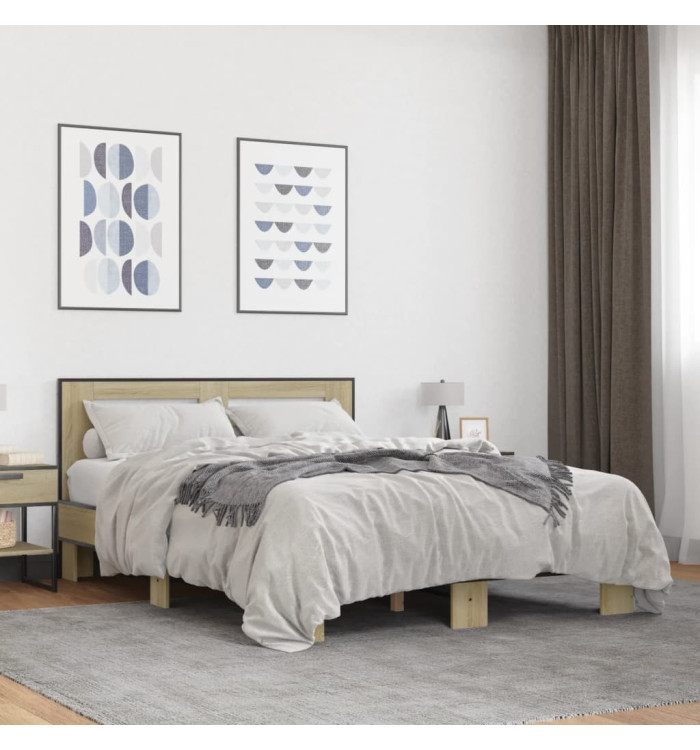 Cadre de lit sans matelas chêne sonoma 135x190 cm | Mobilier & Déco