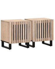 Tables de chevet 2 pcs 40x34x46 cm bois manguier massif blanchi | Mobilier & Déco