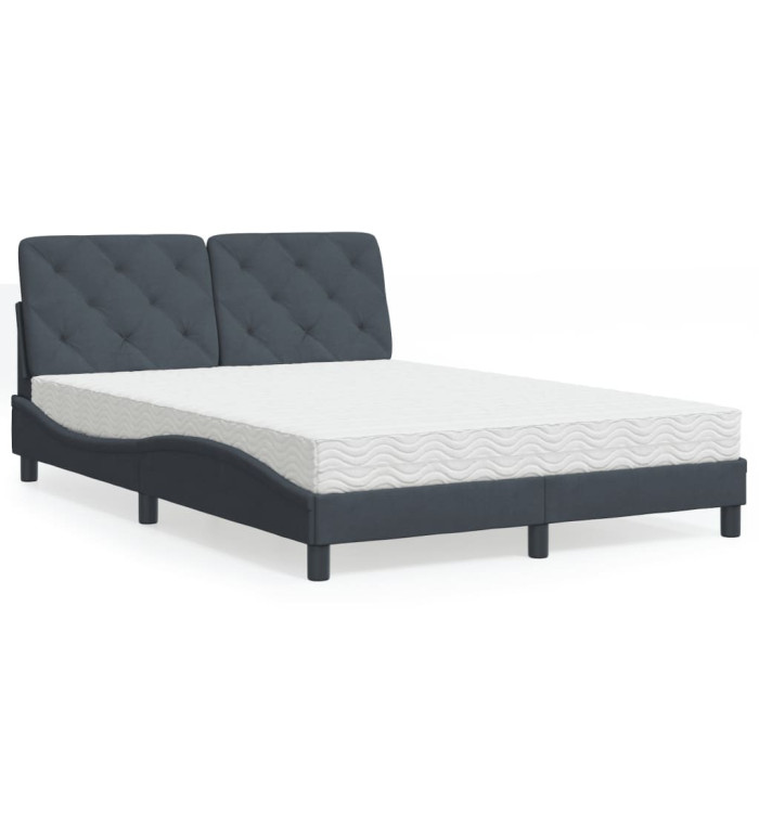 Lit avec matelas gris foncé 120x200 cm velours | Mobilier & Déco