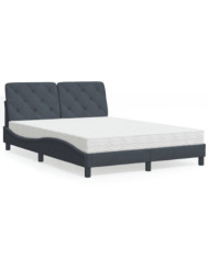 Lit avec matelas gris foncé 120x200 cm velours | Mobilier & Déco