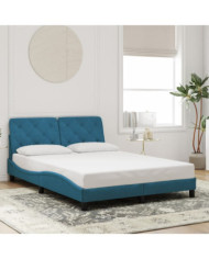 Cadre de lit sans matelas bleu 140x190 cm velours | Mobilier & Déco