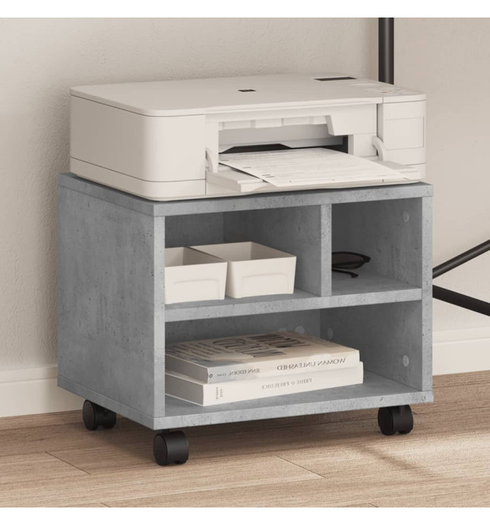 Support d'imprimante avec roulettes gris béton 41x32x34,5 cm | Mobilier & Déco