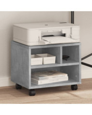 Support d'imprimante avec roulettes gris béton 41x32x34,5 cm | Mobilier & Déco