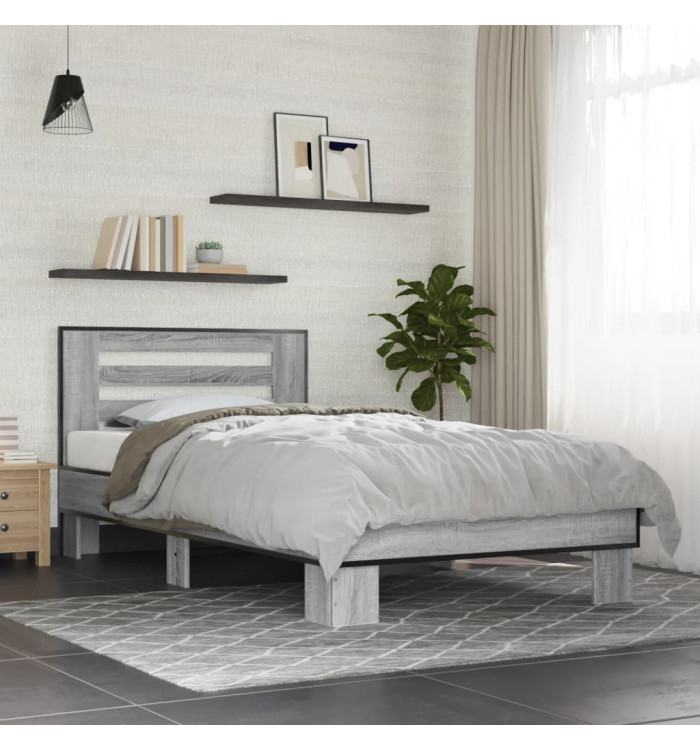 Cadre de lit sans matelas sonoma gris 75x190 cm | Mobilier & Déco