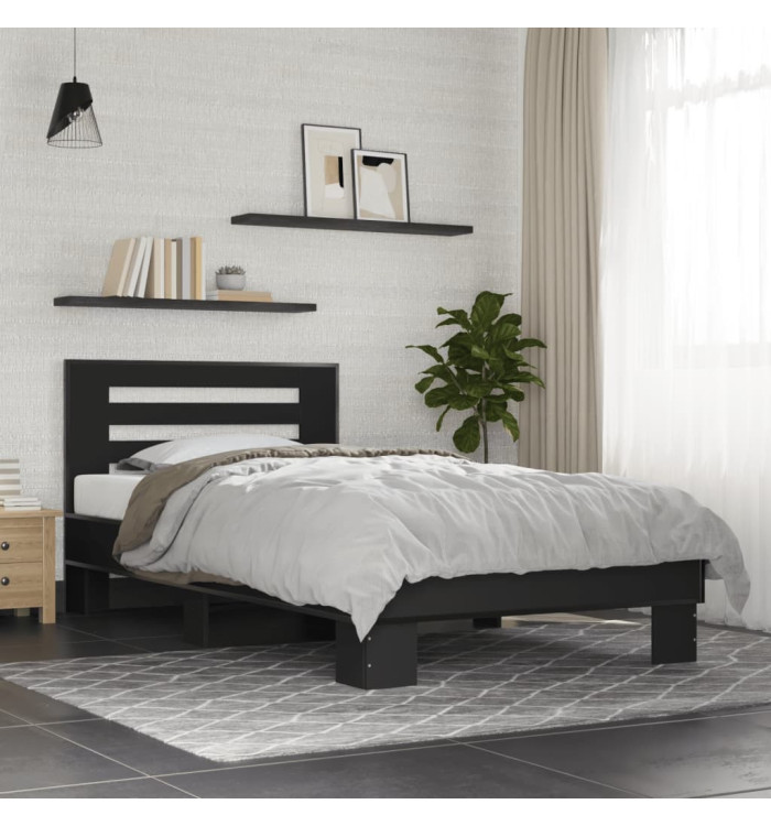 Cadre de lit sans matelas noir 75x190 cm | Mobilier & Déco