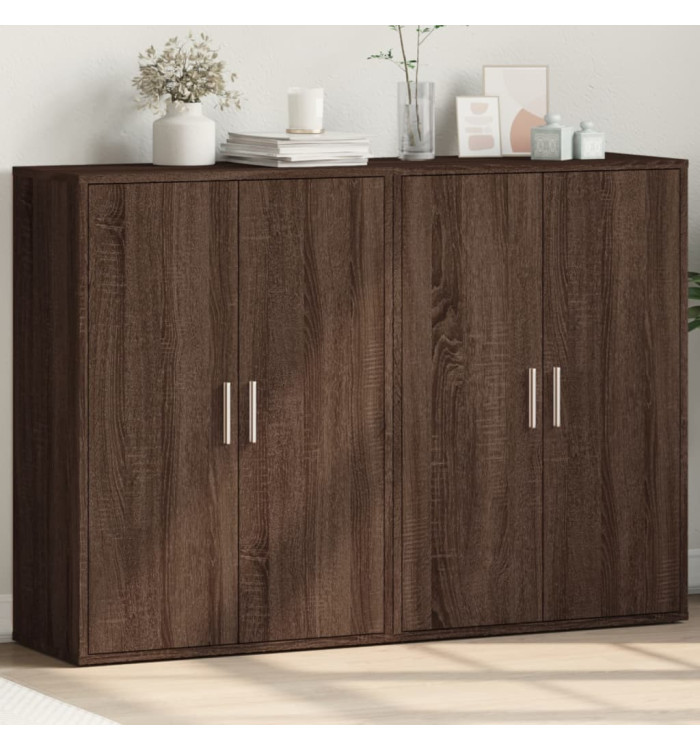 Buffets 2 pcs chêne marron 60x31x84 cm bois d'ingénierie | Mobilier & Déco