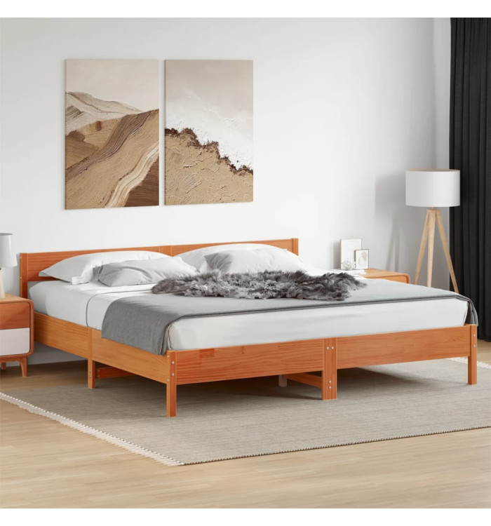 Cadre de lit sans matelas cire marron 180x200cm bois pin massif | Mobilier & Déco