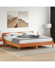 Cadre de lit sans matelas cire marron 180x200cm bois pin massif | Mobilier & Déco