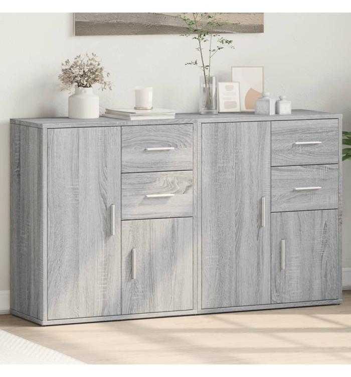 Buffets 2 pcs sonoma gris 60x31x70 cm bois d'ingénierie | Mobilier & Déco