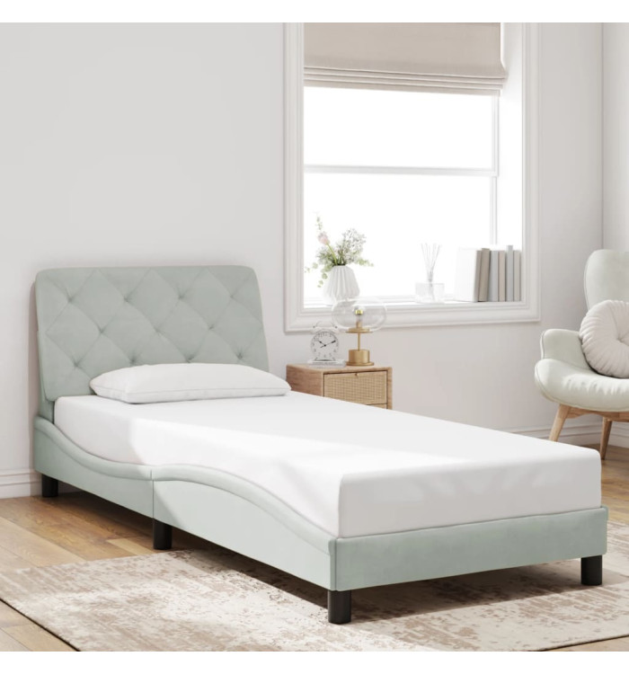 Cadre de lit sans matelas gris clair 90x190 cm velours | Mobilier & Déco