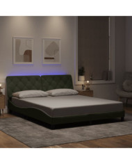 Cadre de lit avec LED sans matelas gris clair 160x200cm velours | Mobilier & Déco