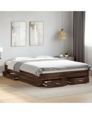 Cadre de lit avec tiroirs sans matelas chêne marron 160x200 cm | Mobilier & Déco