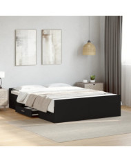 Cadre de lit avec tiroirs sans matelas noir 135x190 cm | Mobilier & Déco