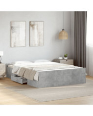 Cadre de lit avec tiroirs sans matelas gris béton 120x200 cm | Mobilier & Déco