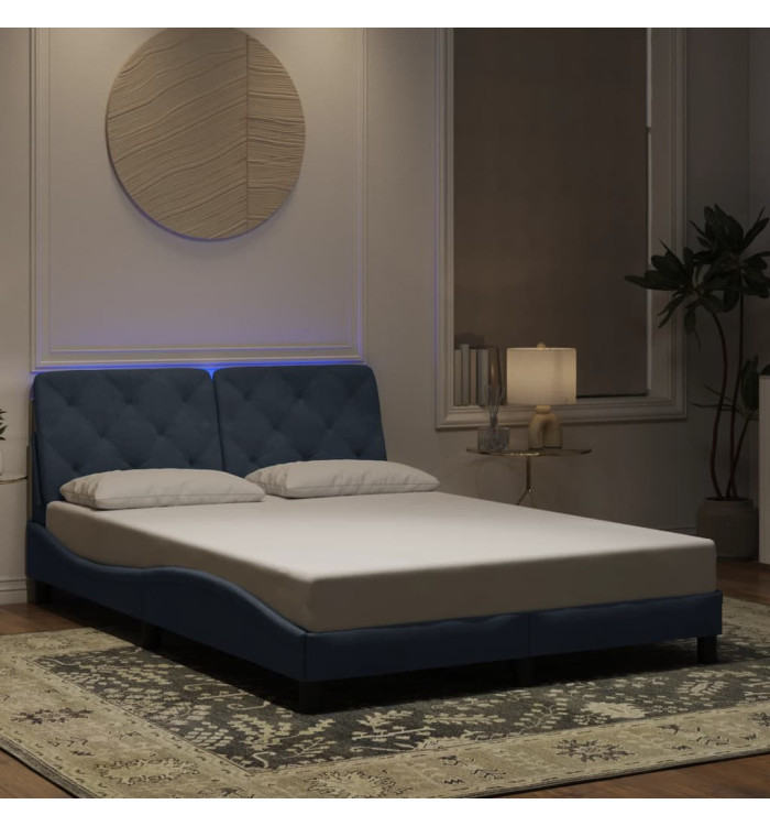 Cadre de lit avec LED sans matelas gris foncé 140x200cm velours | Mobilier & Déco