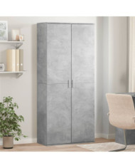 Buffet haut gris béton 80x35x180 cm bois d'ingénierie | Mobilier & Déco