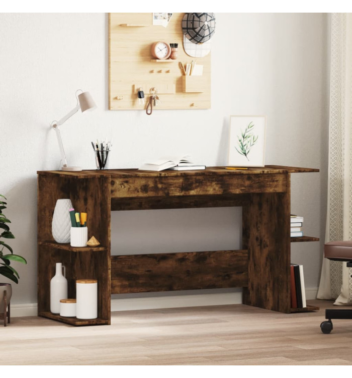 Bureau chêne fumé 140x50x75 cm bois d'ingénierie | Mobilier & Déco