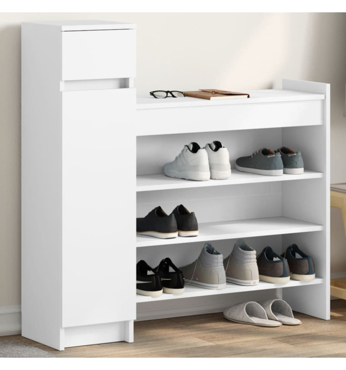 Armoire à chaussures blanc 100,5x28x100 cm bois d'ingénierie | Mobilier & Déco