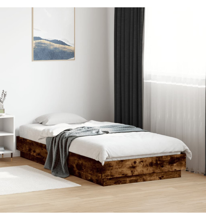Cadre de lit sans matelas chêne fumé 75x190cm bois d'ingénierie | Mobilier & Déco