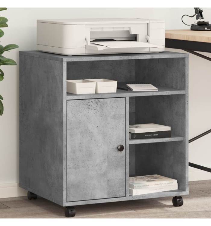 Support d'imprimante avec roulettes gris béton 60x50x67 cm | Mobilier & Déco