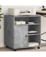 Support d'imprimante avec roulettes gris béton 60x50x67 cm | Mobilier & Déco