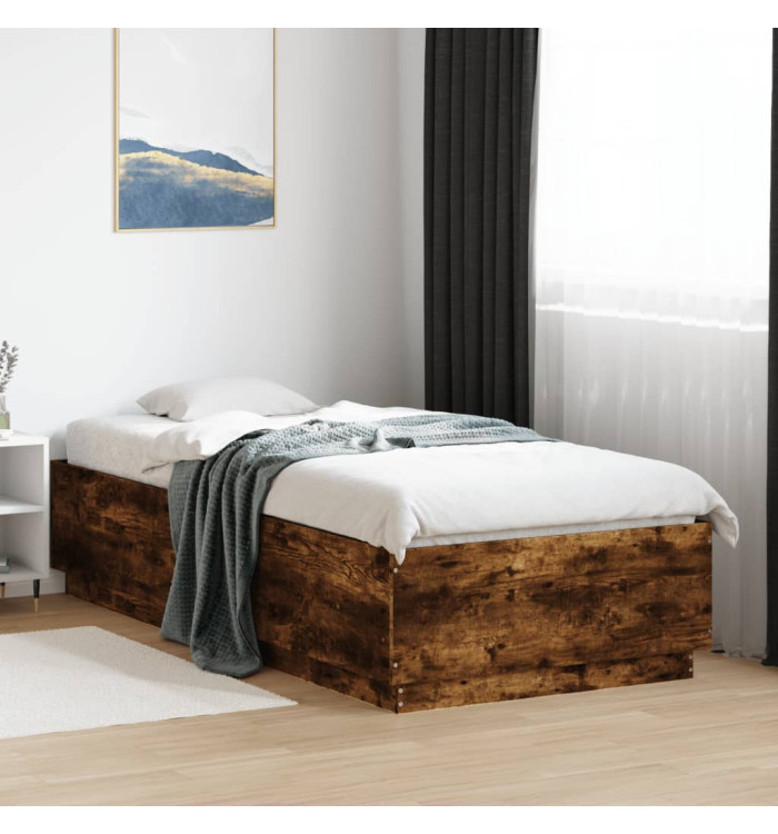 Cadre de lit sans matelas chêne fumé 90x200 cm | Mobilier & Déco