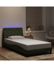 Cadre de lit avec LED sans matelas gris clair 100x200cm velours | Mobilier & Déco