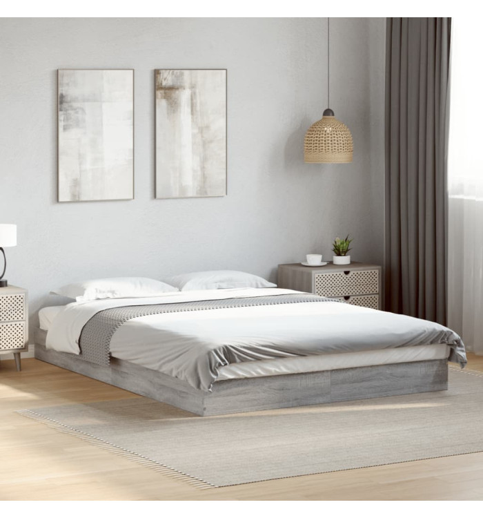 Cadre de lit sans matelas sonoma gris 120x200cm bois ingénierie | Mobilier & Déco