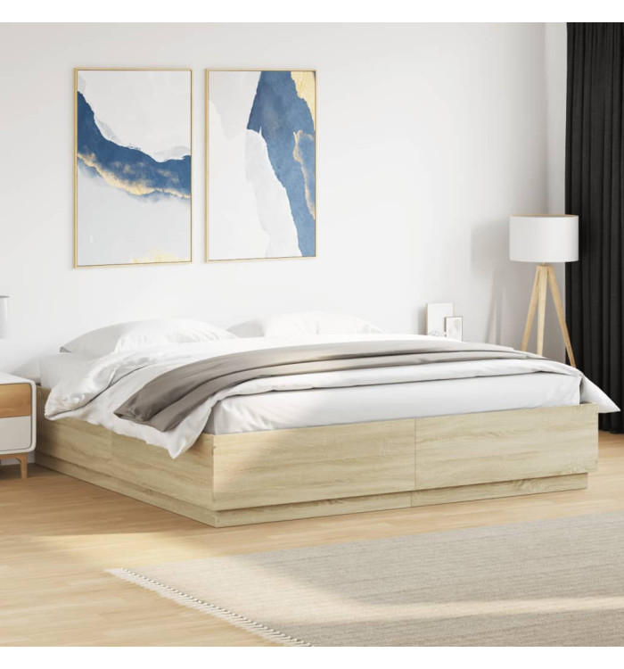 Cadre de lit sans matelas chêne sonoma 180x200 cm | Mobilier & Déco