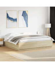 Cadre de lit sans matelas chêne sonoma 180x200 cm | Mobilier & Déco
