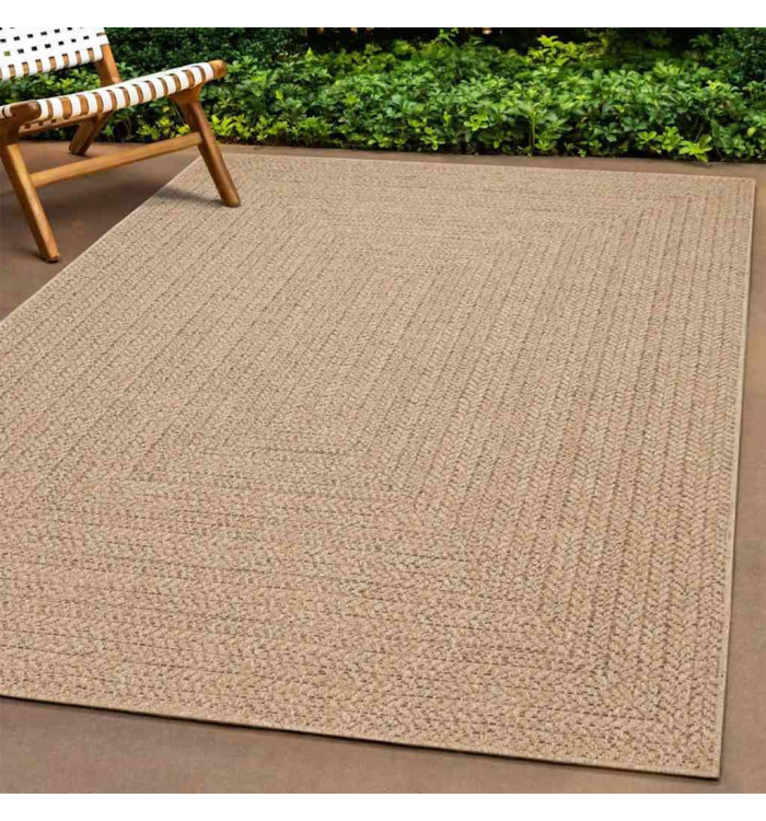 Tapis ZIZUR 120x120 cm aspect de jute intérieur et extérieur | Mobilier & Déco