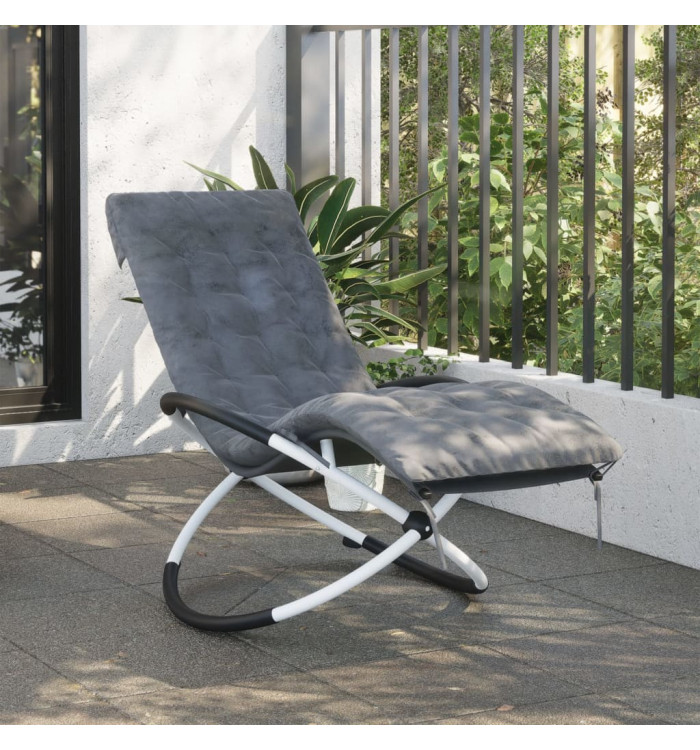 Chaise longue géométrique avec coussin noir et gris acier | Mobilier & Déco