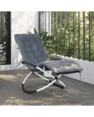 Chaise longue géométrique avec coussin noir et gris acier | Mobilier & Déco