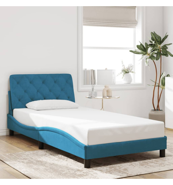 Cadre de lit sans matelas bleu 100x200 cm velours | Mobilier & Déco