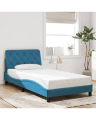Cadre de lit sans matelas bleu 100x200 cm velours | Mobilier & Déco