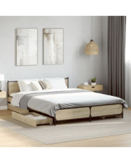 Cadre de lit avec tiroirs sans matelas chêne sonoma 120x190 cm | Mobilier & Déco