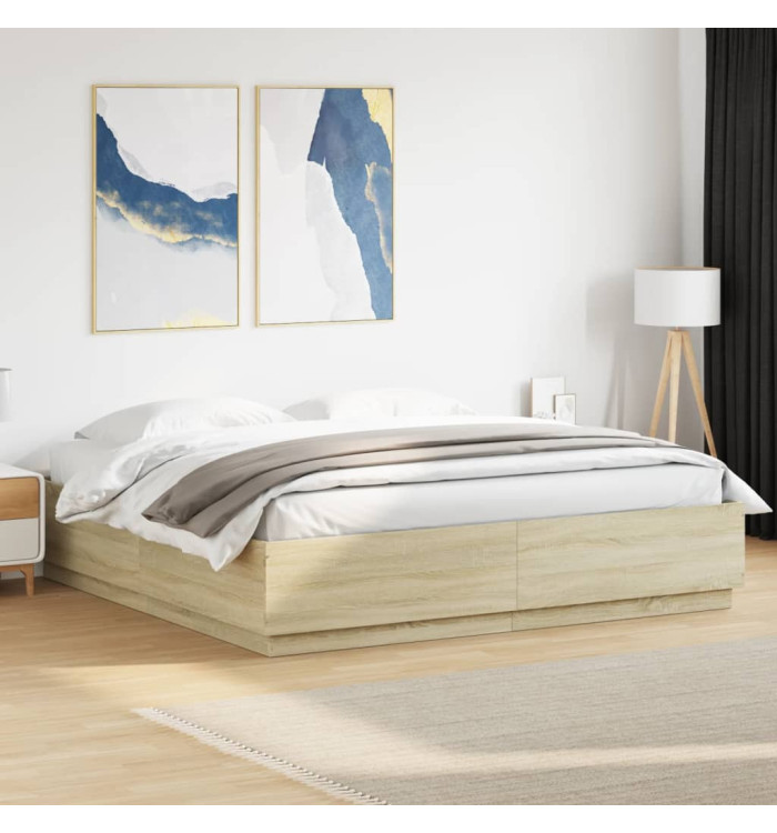 Cadre de lit sans matelas chêne sonoma 200x200 cm | Mobilier & Déco